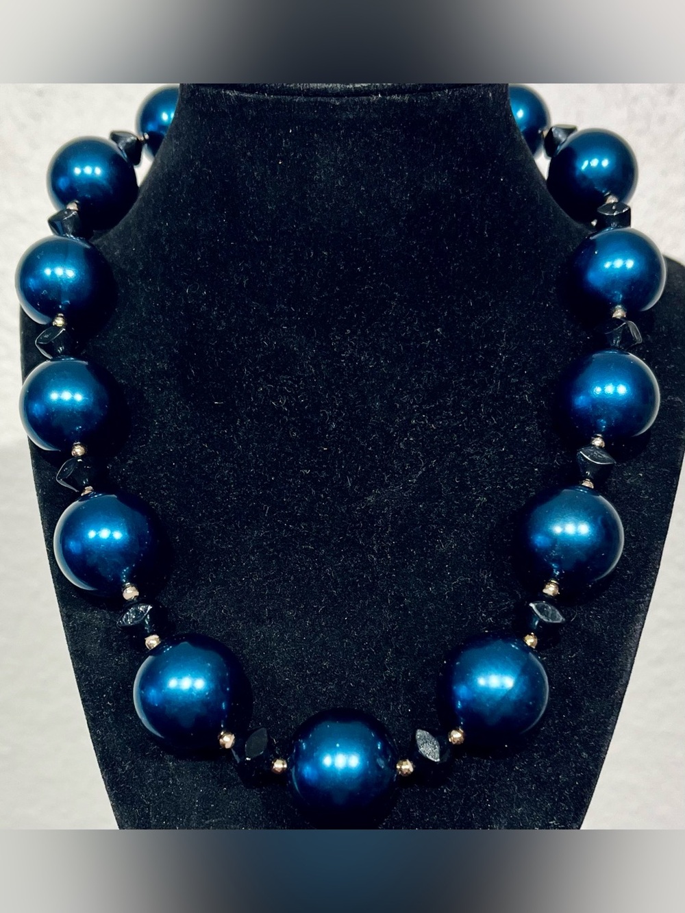 Vintage Blue Statement Bead Necklace